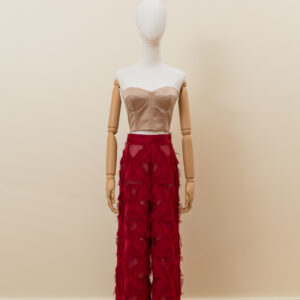 Midnight Fringe Wide-Leg Pants - M, RED