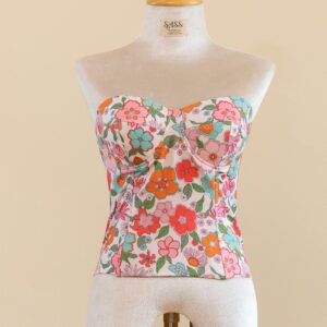 Retro Floral Corset Top - M