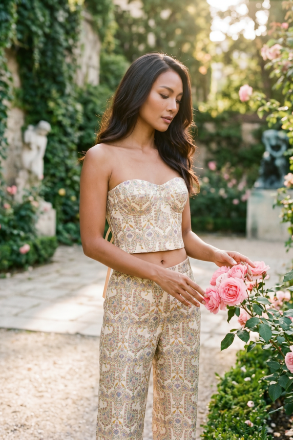 Brocade Dream Set — Corset Top & Wide-Leg Pants