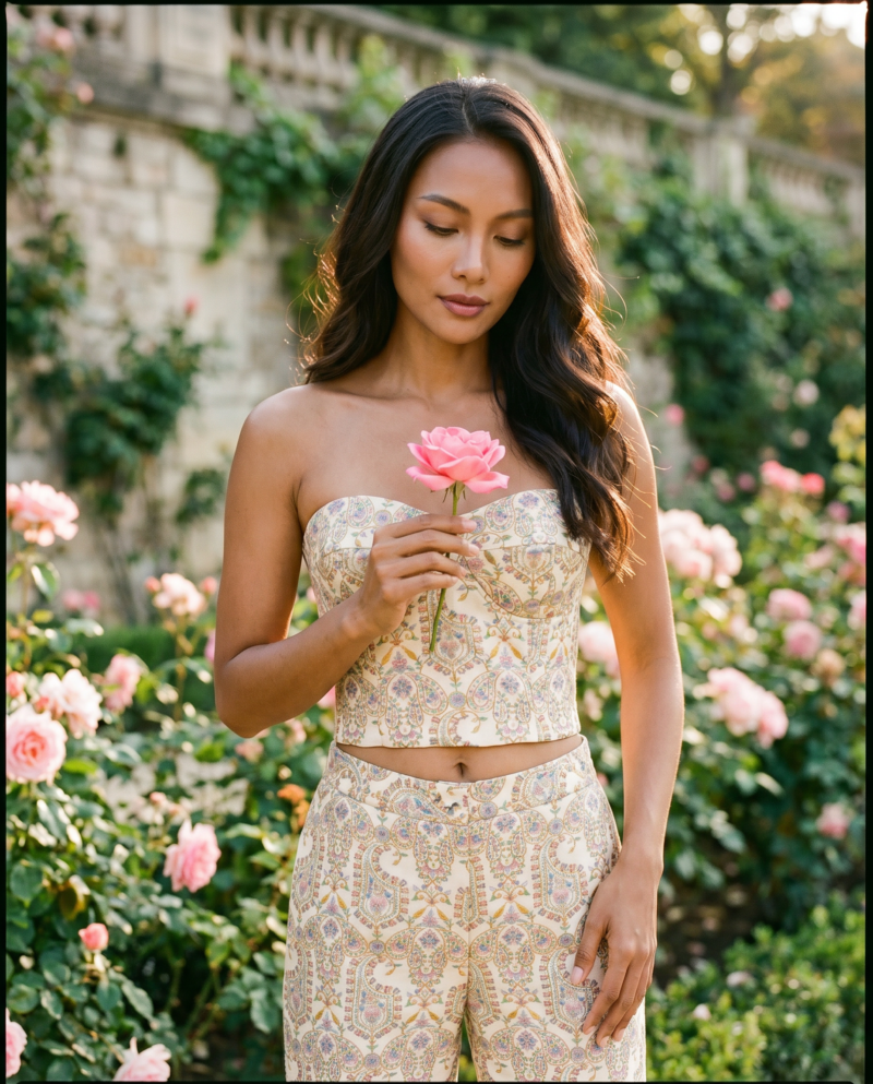 magnific_fashion-editorial-photogr_2914483156 Brocade Dream Set — Corset Top & Wide-Leg Pants