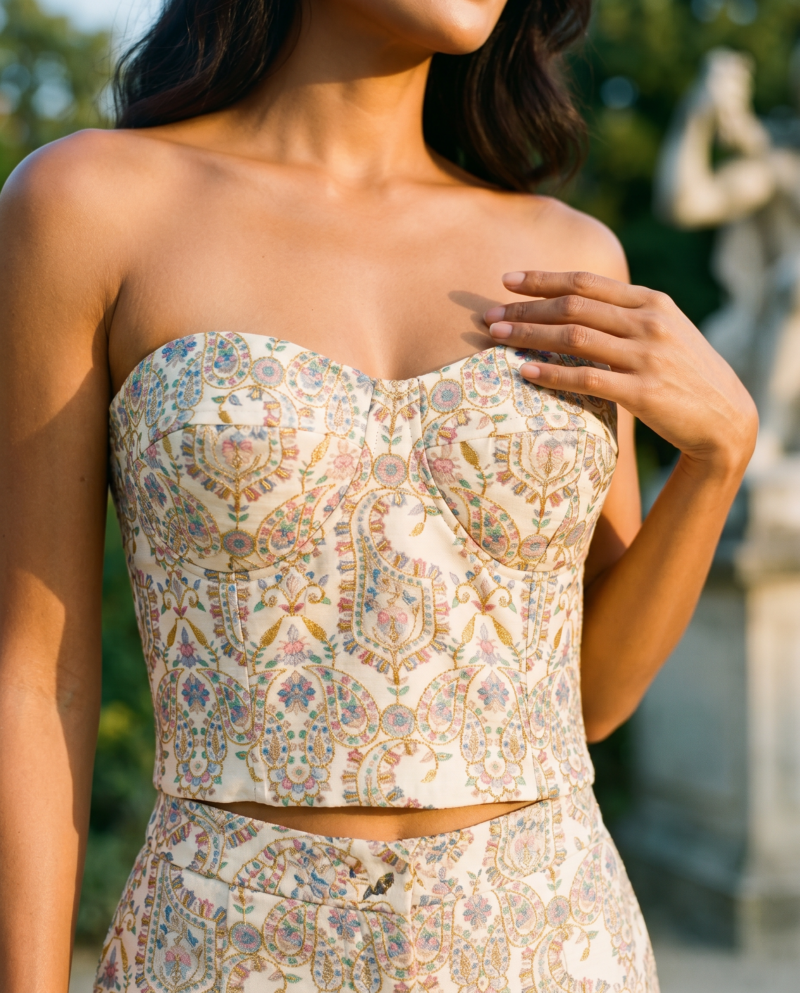 magnific_fashion-editorial-photogr_2914596429 Brocade Dream Set — Corset Top & Wide-Leg Pants