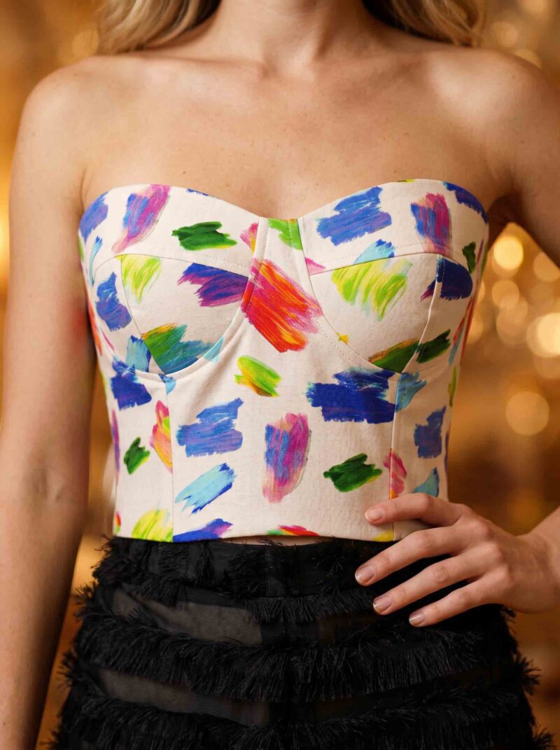 magnific_referenceinstruction-garm_DB7y8yfpcl Brushstroke Bloom Set — Corset Top & Noir Ruffle Wide-Leg Pants