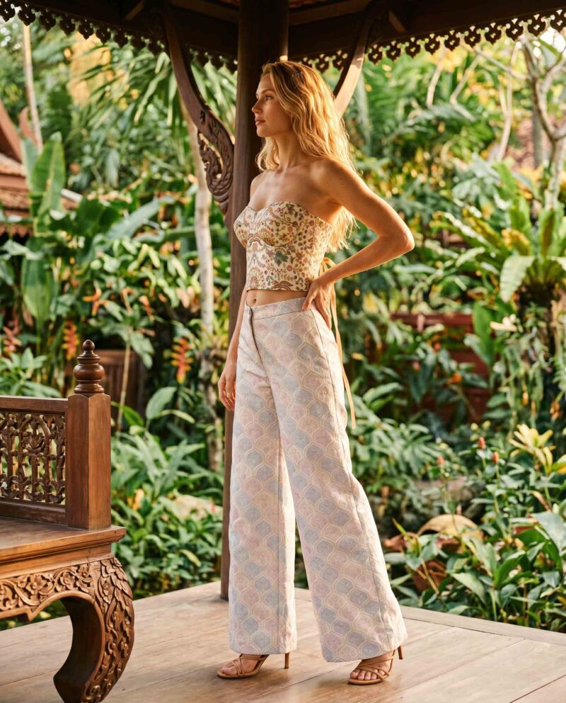 magnific_referenceinstruction-use-_2971737878 Ivory Peacock Set — Corset Top & Pearl Shell Wide-Leg Pants