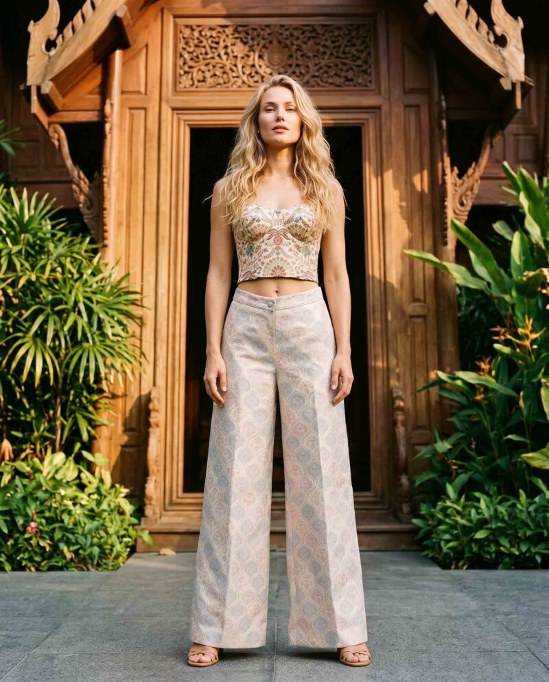 magnific_referenceinstruction-use-_2971738133 Ivory Peacock Set — Corset Top & Pearl Shell Wide-Leg Pants
