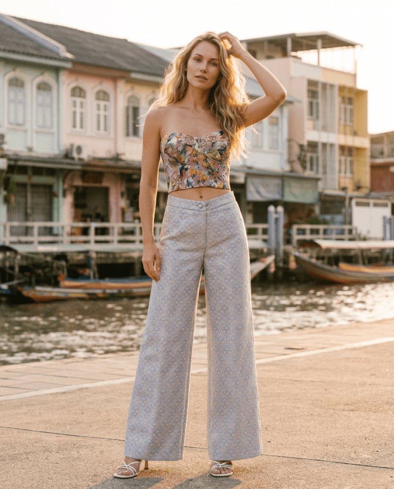 magnific_referenceinstruction-use-_2999433508 Floral Mist Set — Corset Top & Pearl Damask Wide-Leg Pants