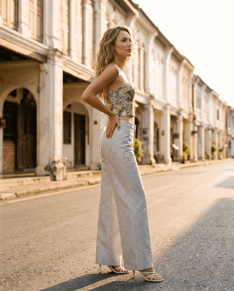 magnific_referenceinstruction-use-_2999441685 Floral Mist Set — Corset Top & Pearl Damask Wide-Leg Pants