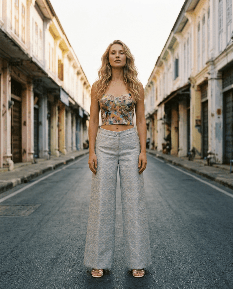 magnific_referenceinstruction-use-_2999452943 Floral Mist Set — Corset Top & Pearl Damask Wide-Leg Pants