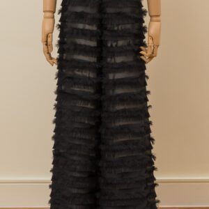 Noir Ruffle Wide-Leg Pants - M