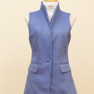 Blue Chambray Longline Vest - L