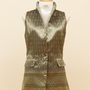 Golden Olive Silk Vest - L