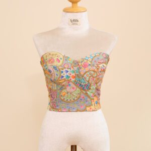 Mosaic Paisley Corset Top - L, Short