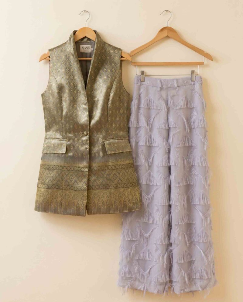 magnific_referenceinstruction-garm_Kj8QrnVkqp Golden Olive Set — Silk Vest & Fringe Wide-Leg Pants
