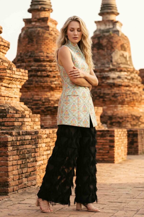 magnific_referenceinstruction-garm_iALmPz43uK Garden Symphony Set — Silk Vest & Black Fringe Wide-Leg Pants