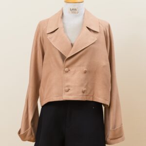 Signature Double-Breasted Cropped Jacket - Free Size, Camel