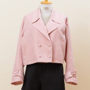 Signature Double-Breasted Cropped Jacket - Free Size, Blush Pink